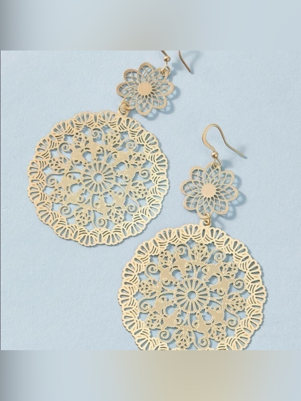 Gold Flower Hoop Earrings